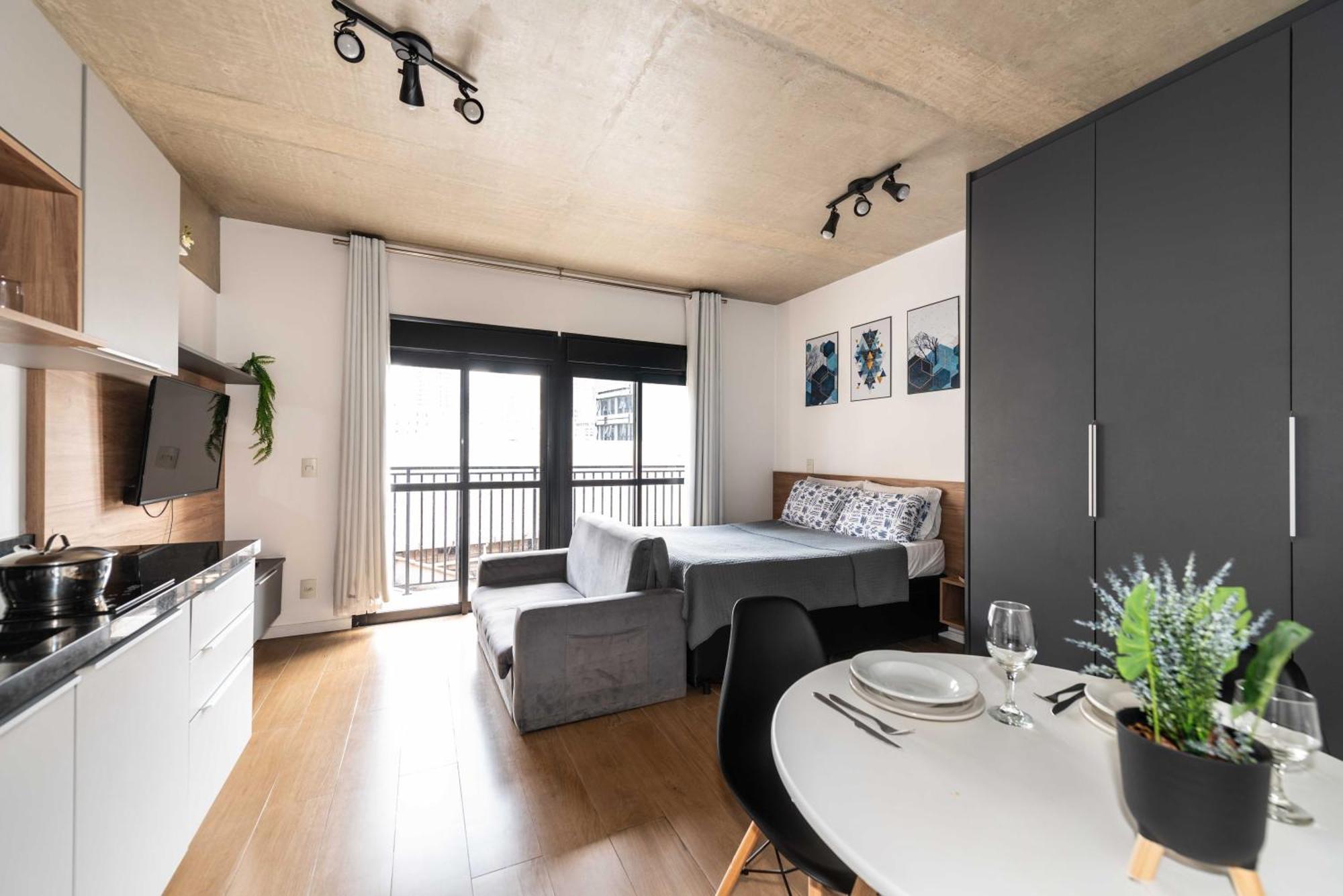 47 New Studio Next Paulista Av, Fast Wifi And Balcony San Paolo Esterno foto